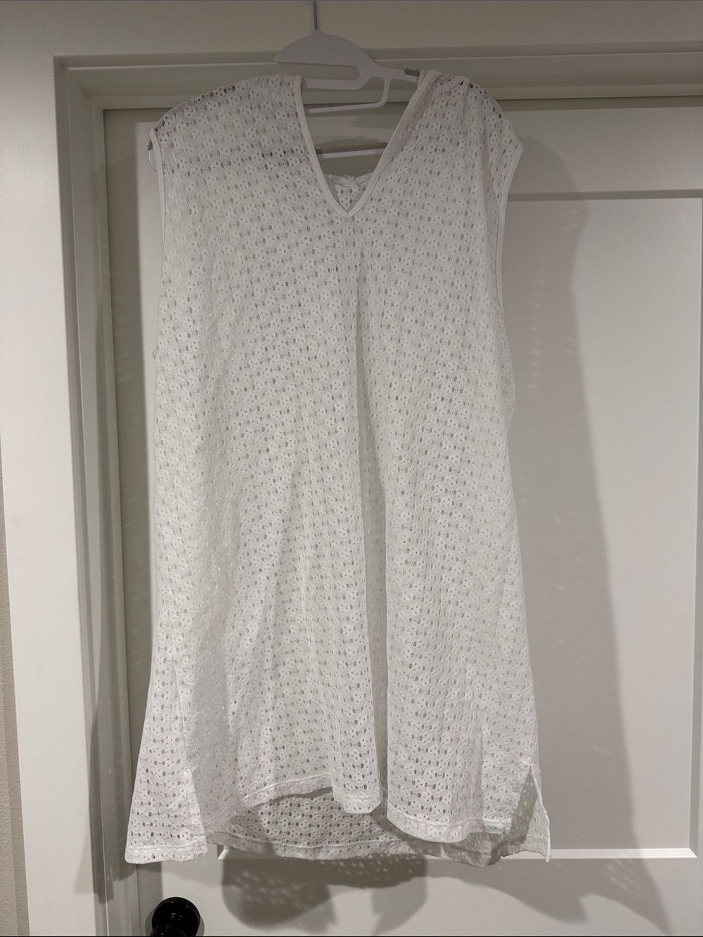 White Eyelet V-Neck Swim Coverup
